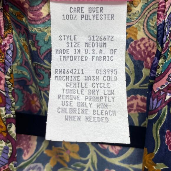 Vintage Sleep Solutions Kimono Robe Womens Medium Multi Floral Print‎ Tie Waist - Picture 8 of 8